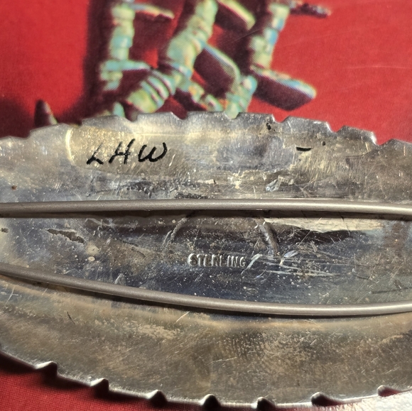 Native American Navajo Sterling Silver Oval Sunburst Hair Barette - Picture 5 of 6